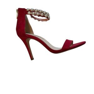 Jessica Simpson Red Pearl-Embellished Heels Women’s Size 7